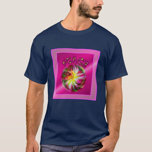 Peace Dahlia Flower Inspirational T-Shirt (Front)