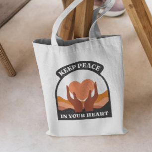 Peace Day Heart Quote Tote Bag  