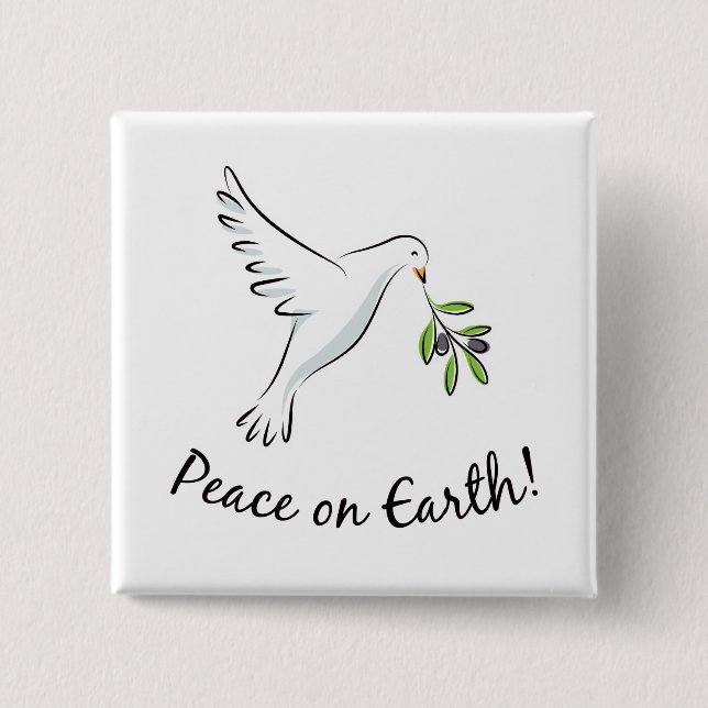 Peace dove 15 cm square badge (Front)
