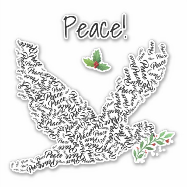 Peace Dove and Holly Sticker (Front)