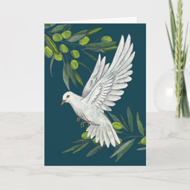 Peace Dove and Olive Branches Greeting Card (Front)