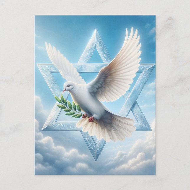 Peace Dove and Star of David Clouds Postcard (Front)