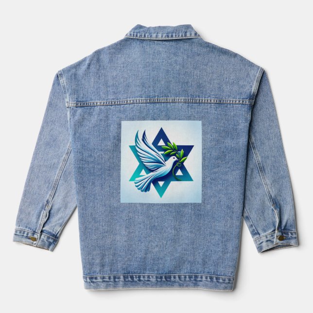 Peace Dove and Star of David Denim Jacket (Back)