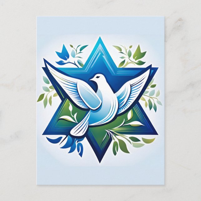 Peace Dove and Star of David Postcard (Front)
