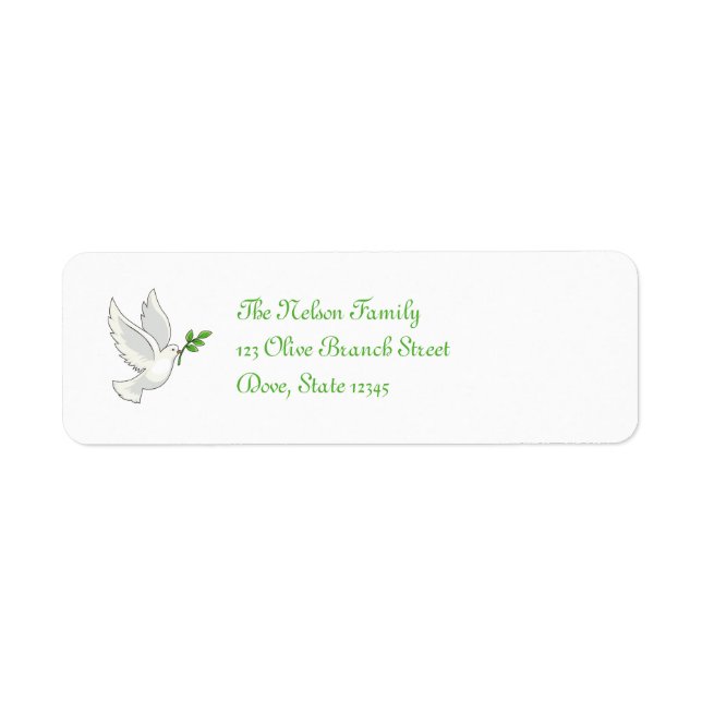 Peace Dove Avery Label Return Address Label (Front)