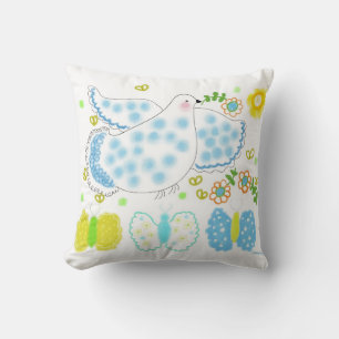 Peace Dove blue and yellow pillow