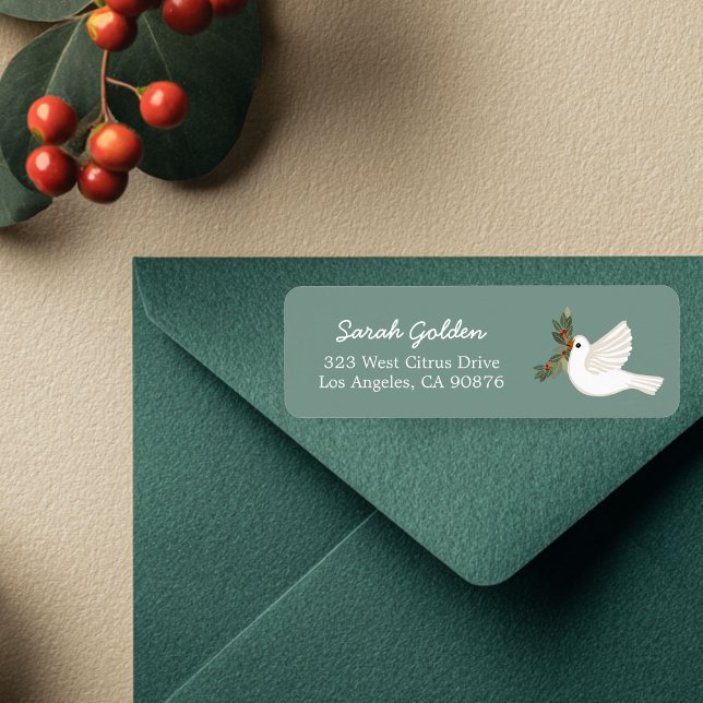 Peace Dove Christmas CUSTOM Mailing Return Address Label (Peace Dove Christmas Holiday CUSTOM Chic Cute Mailing Return Address Label Sticker
)