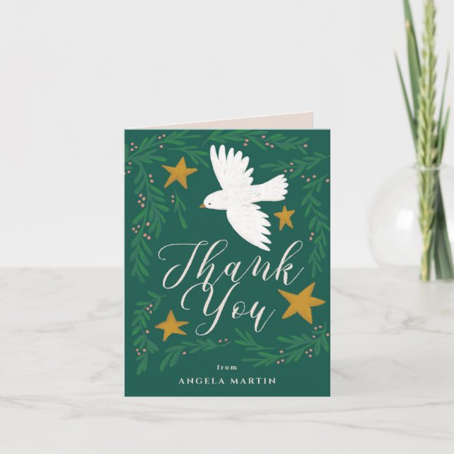 Peace Dove Christmas Gift Thank You Card (Front)