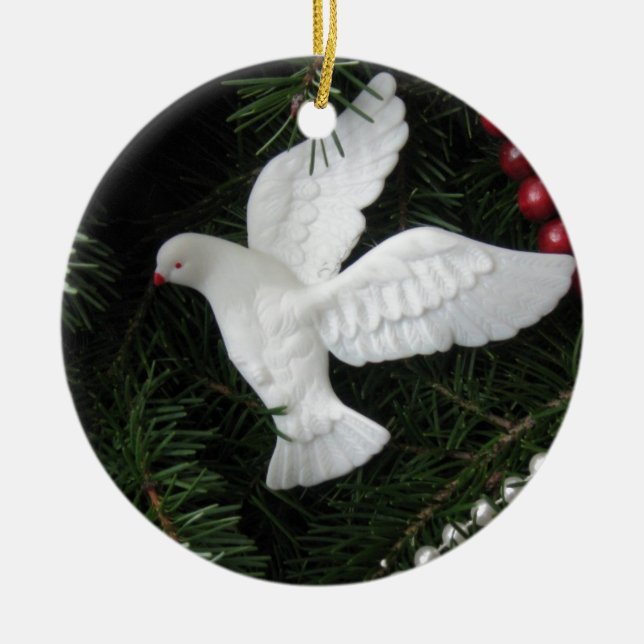 Peace Dove Christmas Ornament, photograph Ceramic Ornament (Front)