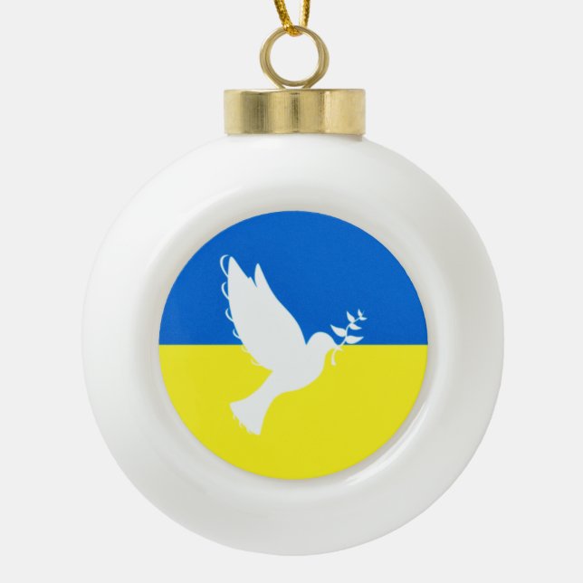 Peace Dove Christmas Ornament Ukraine Flag Freedom (Front)