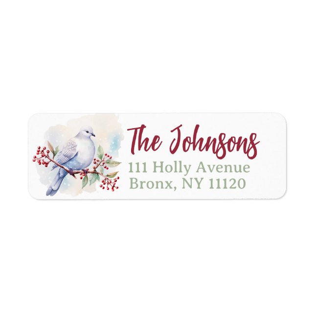 Peace Dove Christmas Return Address Label (Front)