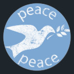 Peace Dove Classic Round Sticker<br><div class="desc">Peace dove with olive branch silhouette.</div>