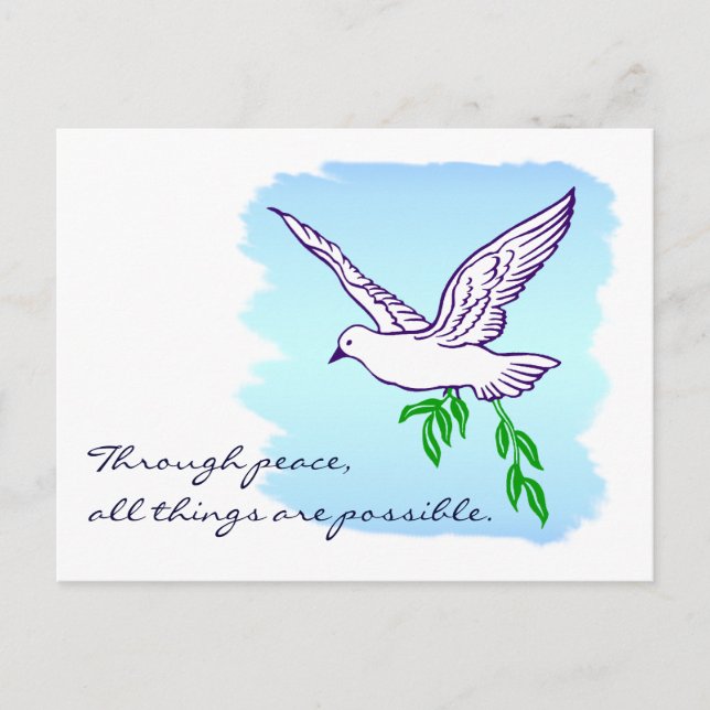 Peace Dove Custom Quote Art Postcard (Front)