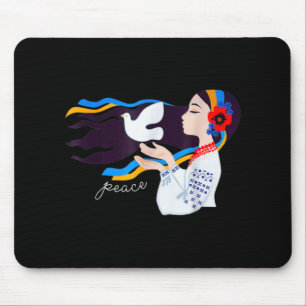 peace dove girl Support Ukraine Stand With Ukraini Mouse Pad