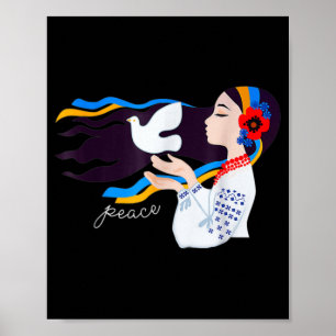 peace dove girl Support Ukraine Stand With Ukraini Poster