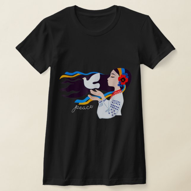 peace dove girl Support Ukraine Stand With Ukraini T-Shirt (Laydown)
