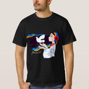 peace dove girl Support Ukraine Stand With Ukraini T-Shirt