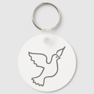 Peace Dove Grey Key Ring