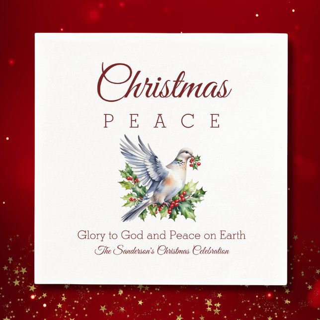 Peace Dove Holly Christian Christmas Napkin (Creator Uploaded)