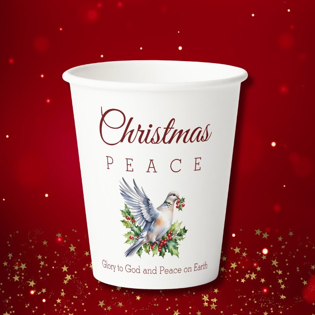 Peace Dove Holly Christian Christmas Paper Cups (Creator Uploaded)