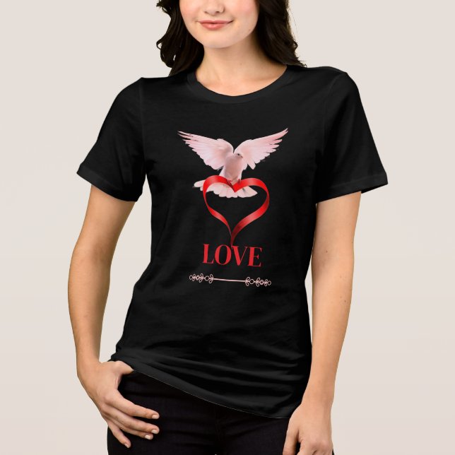 Peace Dove & Love Heart Pulse Graphic Tee (Front)