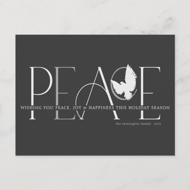 Peace Dove Love Joy Black Holiday Postcard (Front)