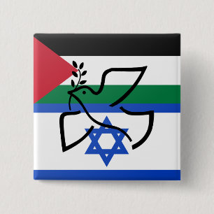 Peace Dove over Israel Palestine 15 Cm Square Badge