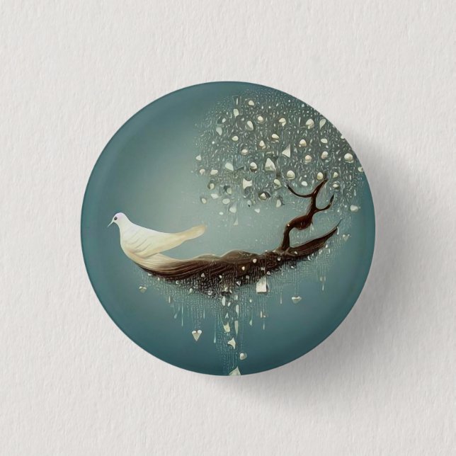 Peace Dove & Pearl Tree 3 Cm Round Badge (Front)