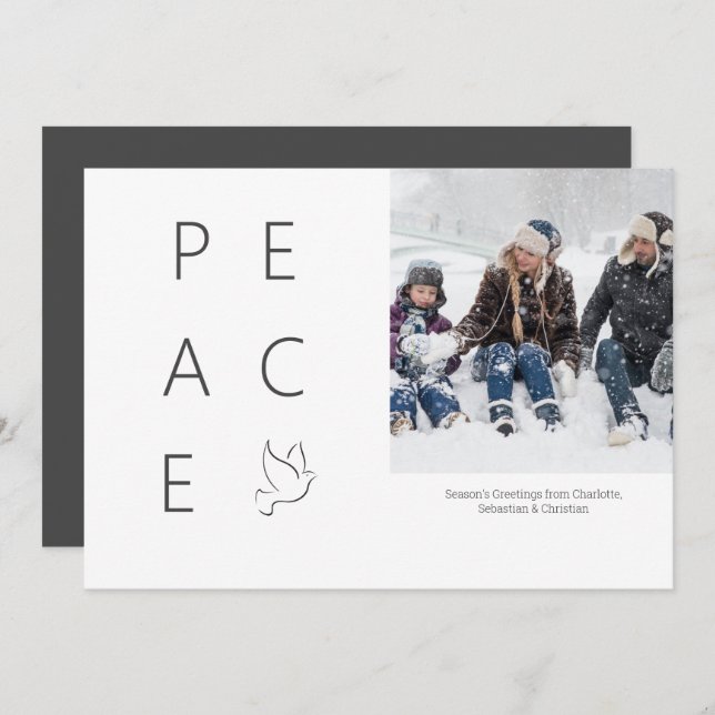 Peace Dove Personalised Simple Photo Christmas Invitation (Front/Back)