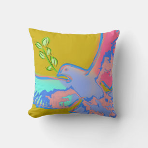 Peace dove Pop art in ochre yellow  Cushion
