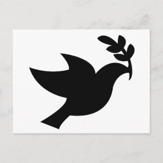 Peace Dove Silhouette Black Postcard