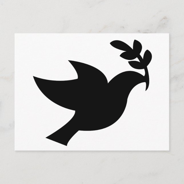 Peace Dove Silhouette Black Postcard (Front)