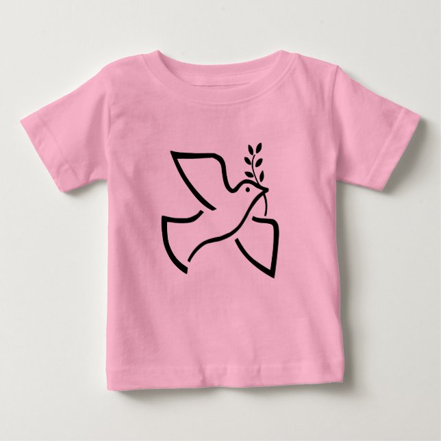 Peace Dove Silhouette White Baby T-Shirt (Front)
