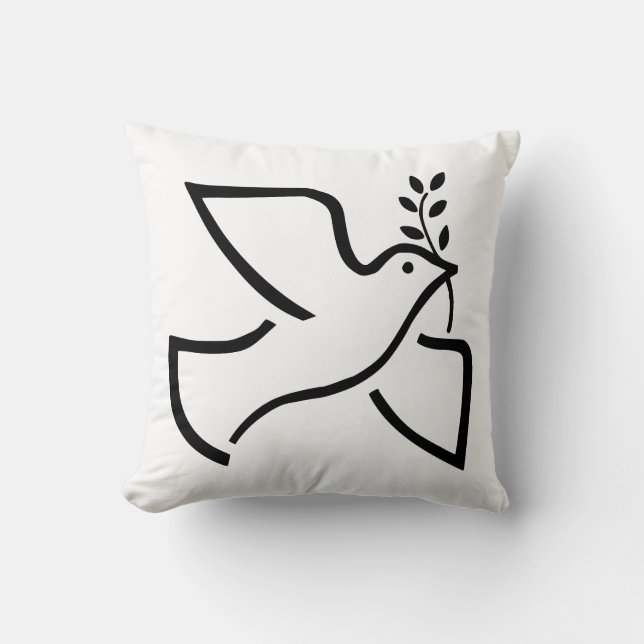 Peace Dove Silhouette White Cushion (Front)