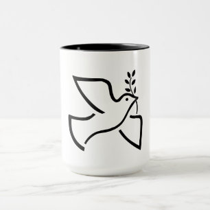 Peace Dove Silhouette White Mug