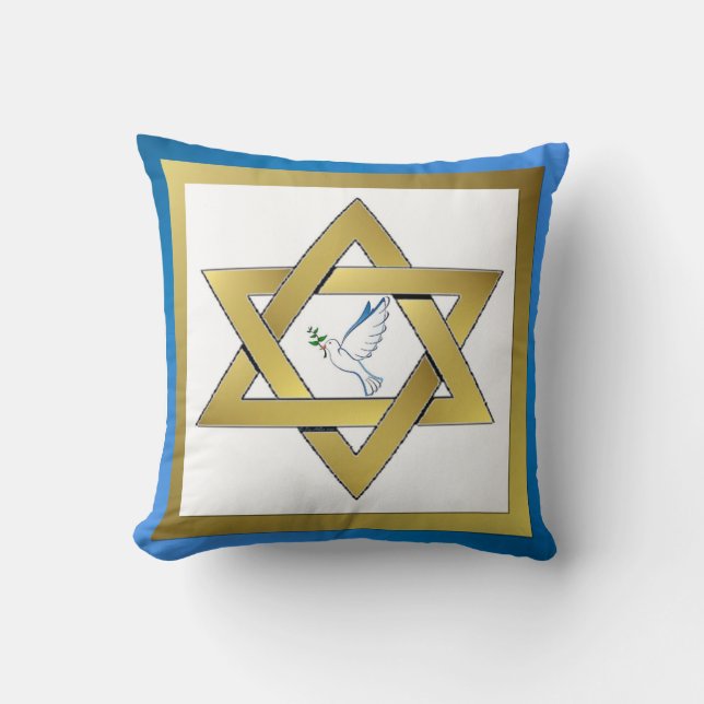 Peace Dove Star Of David Throw Pillow (Front)