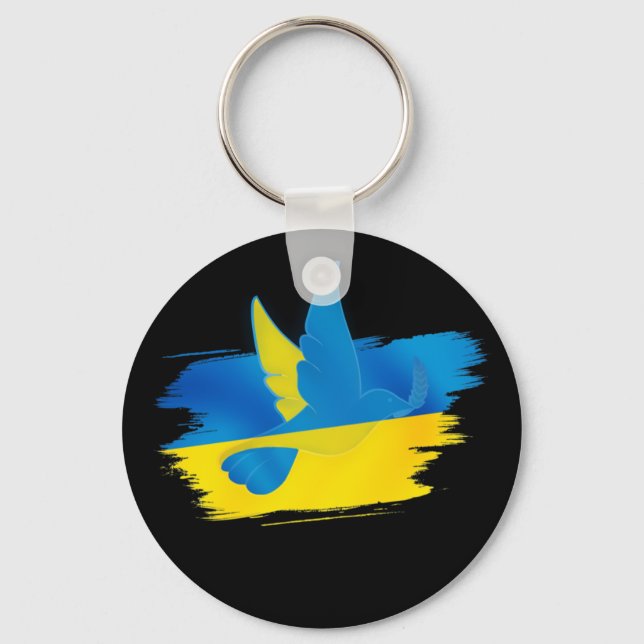 Peace dove ukraine flag blue and yellow key ring (Front)