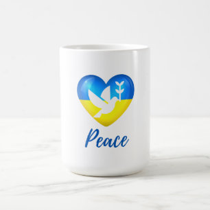 Peace Dove Ukraine Flag Heart  Coffee Mug