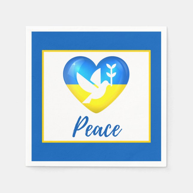 Peace Dove Ukraine Flag Heart   Napkin (Front)