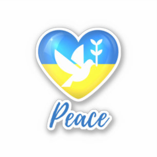 Peace Dove Ukraine Flag Heart Vinyl