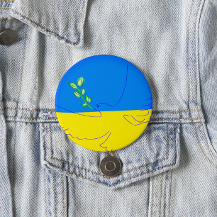 Peace dove ukraine handpainted 3 cm round badge