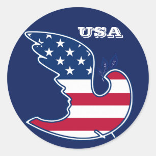 Peace Dove USA Patriotic Design  Classic Round Sticker