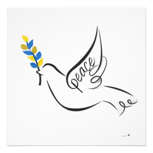 Peace Dove w/ Olive Branch in Ukraine Flag colours Photo Print