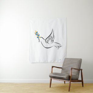 Peace Dove w/ Olive Branch in Ukraine Flag colours Tapestry