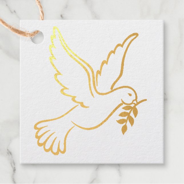 Peace Dove with Branch Favour Tags (Front)
