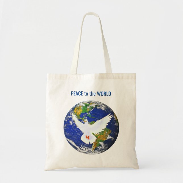 Peace Dove with Editable Text Tote Bag (Front)