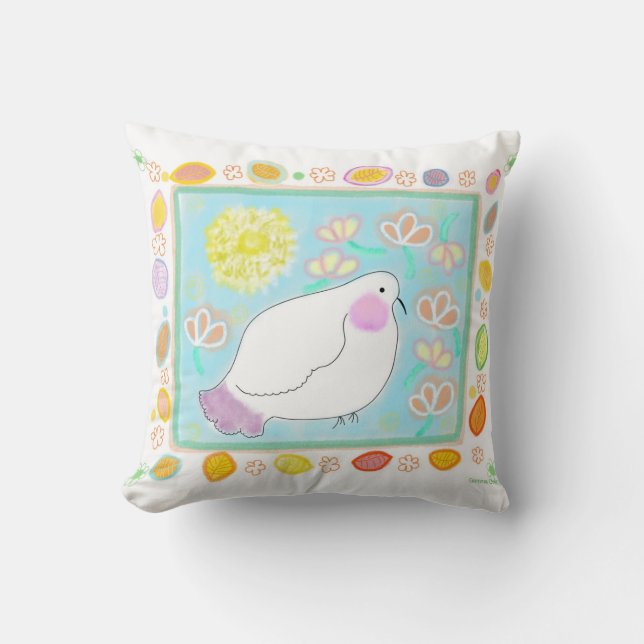 Peace Dove with flowers pillow (Front)