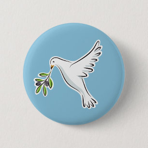 Peace dove with olive branch 6 cm round badge