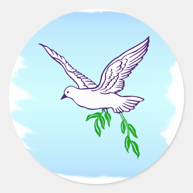 Peace Dove with Olive Branch Classic Round Sticker (Front)