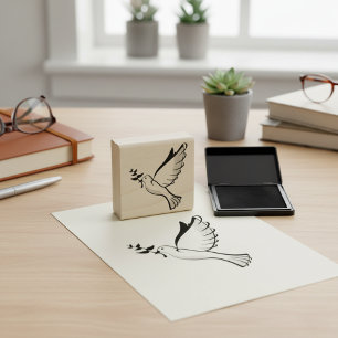 Peace Dove Wood Art Rubber Stamp